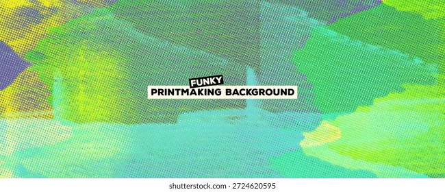 Fondo de textura de risógrafo de neón verde tóxico con lugar para texto. Plantilla de Anuncio punk colorido con textura analógica de impresión linocut. Superponer los trazos verdes de neón del rodillo de tinta, serigrafía.
