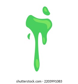 Toxic green slime flat for web design. Cartoon slimy goo splashes, blobs and mucus drops isolated vector illustration. Decorative shape