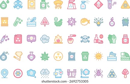 Iconos tóxicos y peligrosos Colección de iconos vectoriales de alta calidad con trazo editable. Ideal para Profesional y proyectos creativos