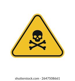 Toxic hazard warning icon with skull and crossbones inside a yellow triangle. Used for dangerous chemicals, poison signs, or health hazard warnings.