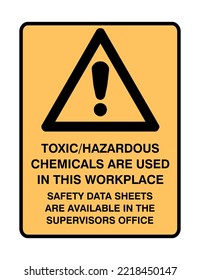  Toxic Hazardous Chemicals - International Warning Signs - Caution Signs - Hazard Signs - Flammable, Toxic, Reactive Material, Triangle Yellow Portrait Vector Sign.