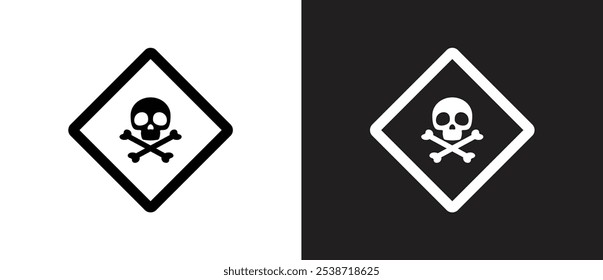 Toxic hazmat isolated placard. Toxic material icon, Vector icon of hazardous material signs. Label icon of danger sign vector illustration in black and white background. Danger sign icon.