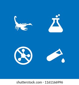 toxic icon. 4 toxic set with flask, pesticide, test tube and scorpion vector icons for web and mobile app