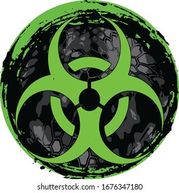 Toxic icon complete with a camo patter for a zombie apocalypse vibe. 