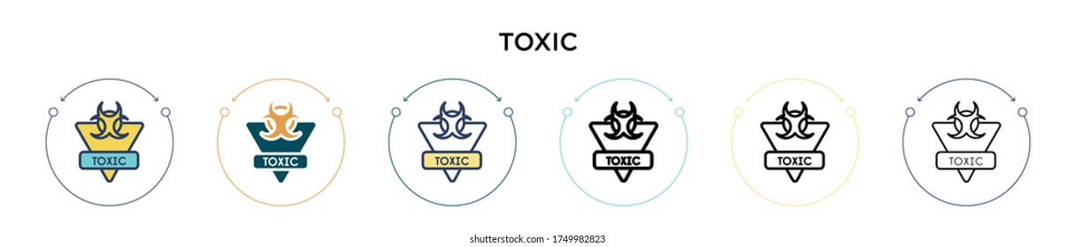 Toxic icon in filled, thin line, outline and stroke style. Vector illustration of two colored and black toxic vector icons designs can be used for mobile, ui, web