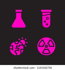 toxic icon set. With flask, global warming and test tube  vector icons for graphic design and web