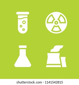 toxic icon set. With flask, nuclear plant and test tube  vector icons for graphic design and web