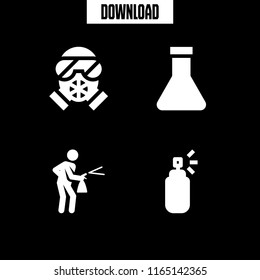 toxic icon. This set with gas mask, spray and flask vector icons for mobile and web