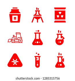 toxic icons set with tractor, test tube and chemicals vector set