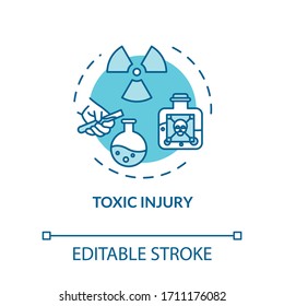 Toxic Injury, Intoxication Concept Icon. Traumatism, Radiation, Poisonous Substance Influence Effect Thin Line Illustration. Vector Isolated Outline RGB Color Drawing. Editable Stroke