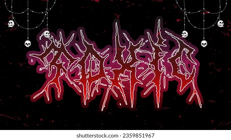 Toxic lettering with death metal style. Heavy metal typography, scary, horror, vector element