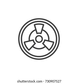 Toxic line icon, outline vector sign, linear style pictogram isolated on white. Radioactive hazard symbol, logo illustration. Editable stroke