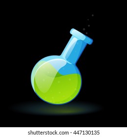 Toxic magic potion in the bottle with stopper game icon. Vector design for app user interface