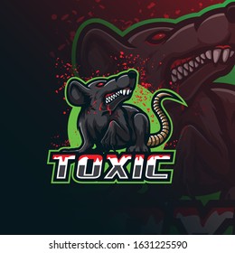 Toxic Mascot Logo Design Vector With Modern Illustration Concept Style For Badge, Emblem And Tshirt Printing. Angry Rat Illustration.