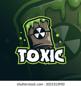 Toxic Mascot Logo Design Vector With Modern Illustration Concept Style For Badge, Emblem And T Shirt Printing. Drum Toxic Illustration.