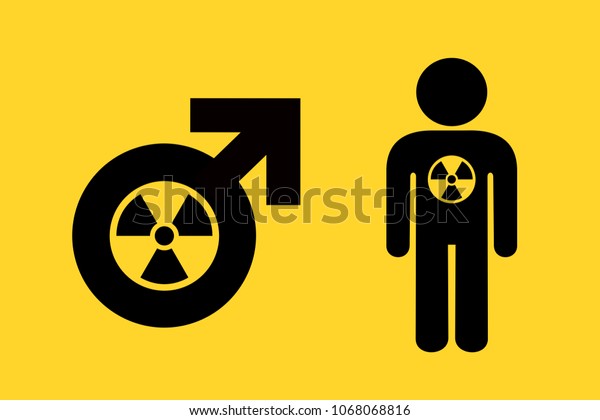Toxic masculinity - Danger of\
aggressive and dominant macho alpha-male, bad masculine patriarchy.\
Vector illustration of men and male sex with radiation\
symbol