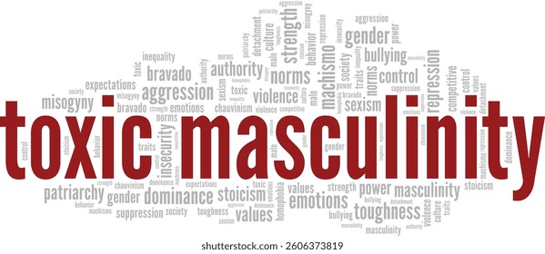 Toxic Masculinity word cloud conceptual design isolated on white background.