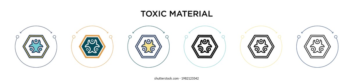 Toxic material icon in filled, thin line, outline and stroke style. Vector illustration of two colored and black toxic material vector icons designs can be used for mobile, ui, web