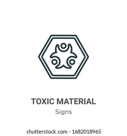 Toxic material outline vector icon. Thin line black toxic material icon, flat vector simple element illustration from editable signs concept isolated stroke on white background