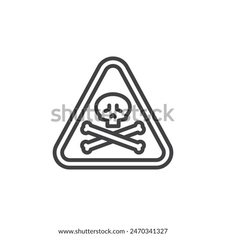 Toxic Material Sign line icon. linear style sign for mobile concept and web design. Skull and crossbones in triangle outline vector icon. Poisonous symbol, logo illustration. Vector graphics