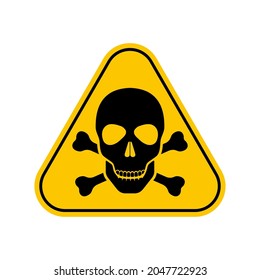 Toxic material Warning symbol, poison sign , Yellow Triangle Caution Symbol, isolated on white background, vector icon