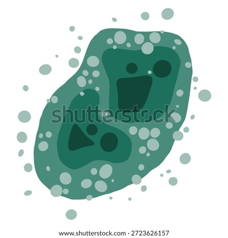 Toxic mold spores spread across the wet surface, creating contamination and respiratory risk. Vector illustration.