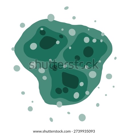 Toxic mold spores spread across the wet surface, creating contamination and respiratory risk. Vector illustration.