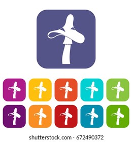 Toxic mushroom icons set vector illustration in flat style In colors red, blue, green and other