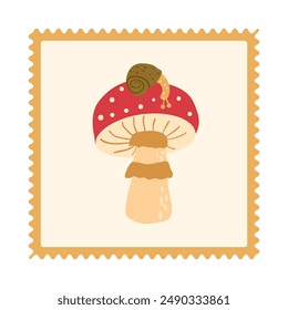 Toxic mushroom isolated on white background. Fly agaric Vector hand drawn illustration