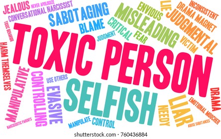 Toxic Person word cloud on a white background. 