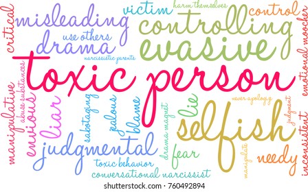 Toxic Person word cloud on a white background. 