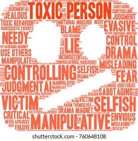 Toxic Person word cloud on a white background. 