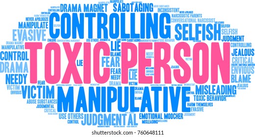 Toxic Person word cloud on a white background. 