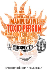 Toxic Person word cloud on a white background. 