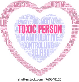 Toxic Person word cloud on a white background. 