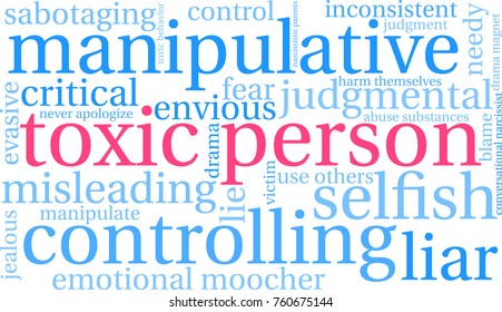 Toxic Person word cloud on a white background. 