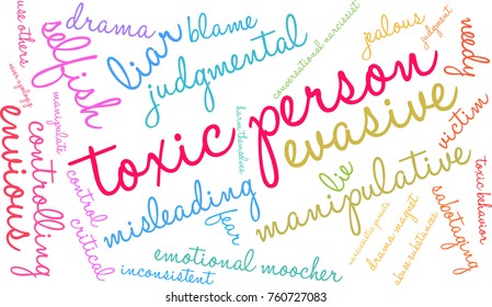 Toxic Person word cloud on a white background. 