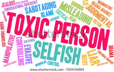Toxic Person word cloud on a white background. 