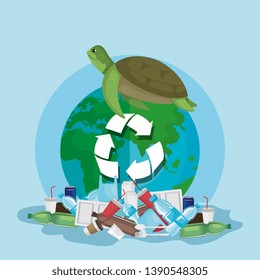 toxic plastics waste pollution and turtle animal contamination