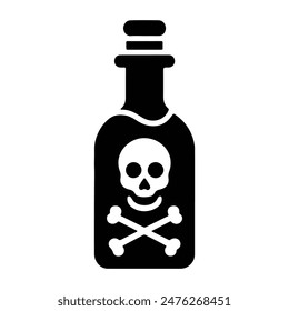 toxic poison bottle with death sign skull and bones,