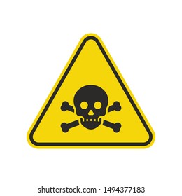 Toxic Poison Sign Isolated On White Background. Yellow Triangle Warning Symbol Simple, Flat, Vector, Icon You Can Use Your Website Design, Mobile App Or Industrial Design. Vector Illustration