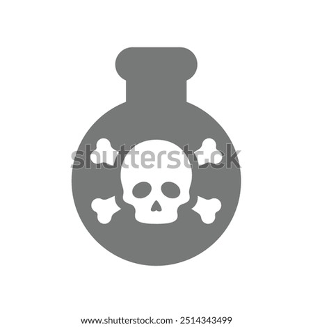 Toxic, poison vector icon. Poisonous test tube with skull and crossbones symbol.