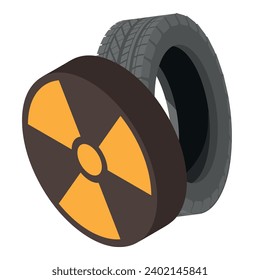 Toxic pollution icon isometric vector. Worn car tire and toxic pollution sign. Environmental protection