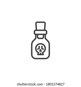 Toxic potion bottle line icon. linear style sign for mobile concept and web design. Halloween poison bottle outline vector icon. Symbol, logo illustration. Vector graphics