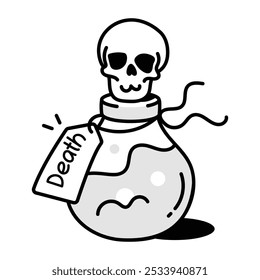 Toxic potion icon in doodle style 
