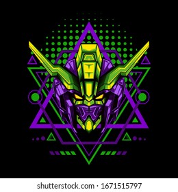 The Toxic Purple Antlers Robot illustration for merchandise, apparel or other with geometry ornament