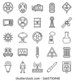 Toxic radiation icons set. Outline set of toxic radiation vector icons for web design isolated on white background