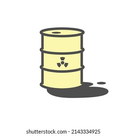 Radiación tóxica. Fugas simples de barril de petróleo. Contaminación ecológica química tóxica gas veneno de petróleo. Ilustración vectorial. Imagen gráfica de material