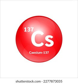 Toxic radioactive Icon structure caesium 137 or radiocaesium circle color waste red. Dangerous chemicals pollution white background. Danger symbol vector illustration 3D. Absolutely do not leak. svg