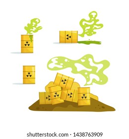 Toxic, radioactive waste. Barrel Vector. Cartoon. Isolated  Dump, storage 